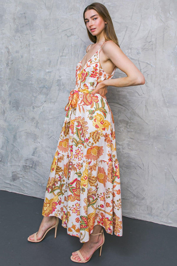 WE GO UP WOVEN MIDI DRESS.