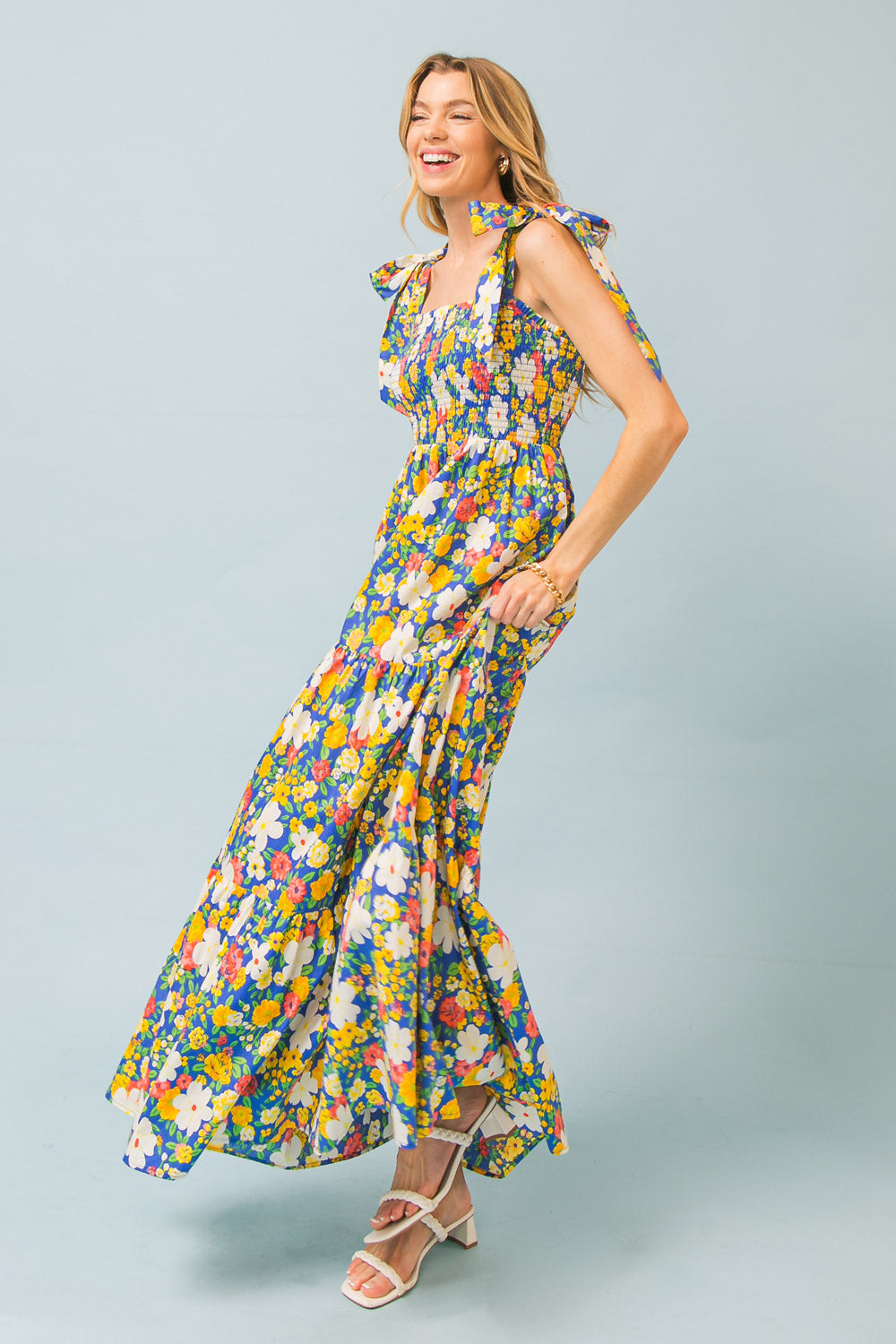 BEAUTIFUL ESSENCE FLORAL WOVEN MAXI DRESS