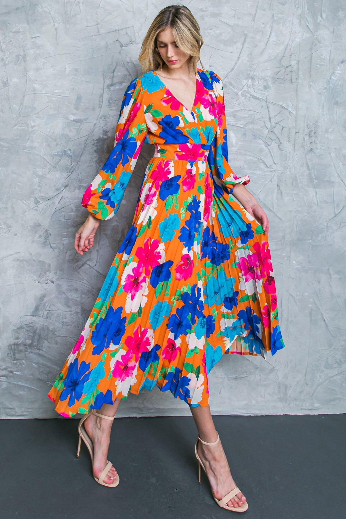 FIND YOUR FLOWERS WOVEN MIDI DRESS.