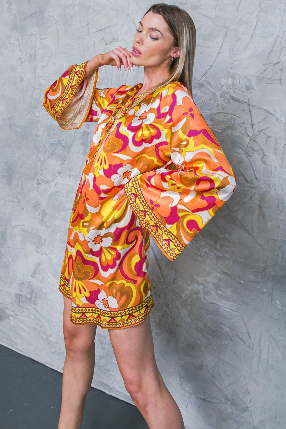 CAUGHT FEELINGS WOVEN MINI DRESS.