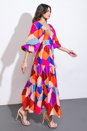 PULLING HEARTSTRINGS WOVEN MIDI DRESS.