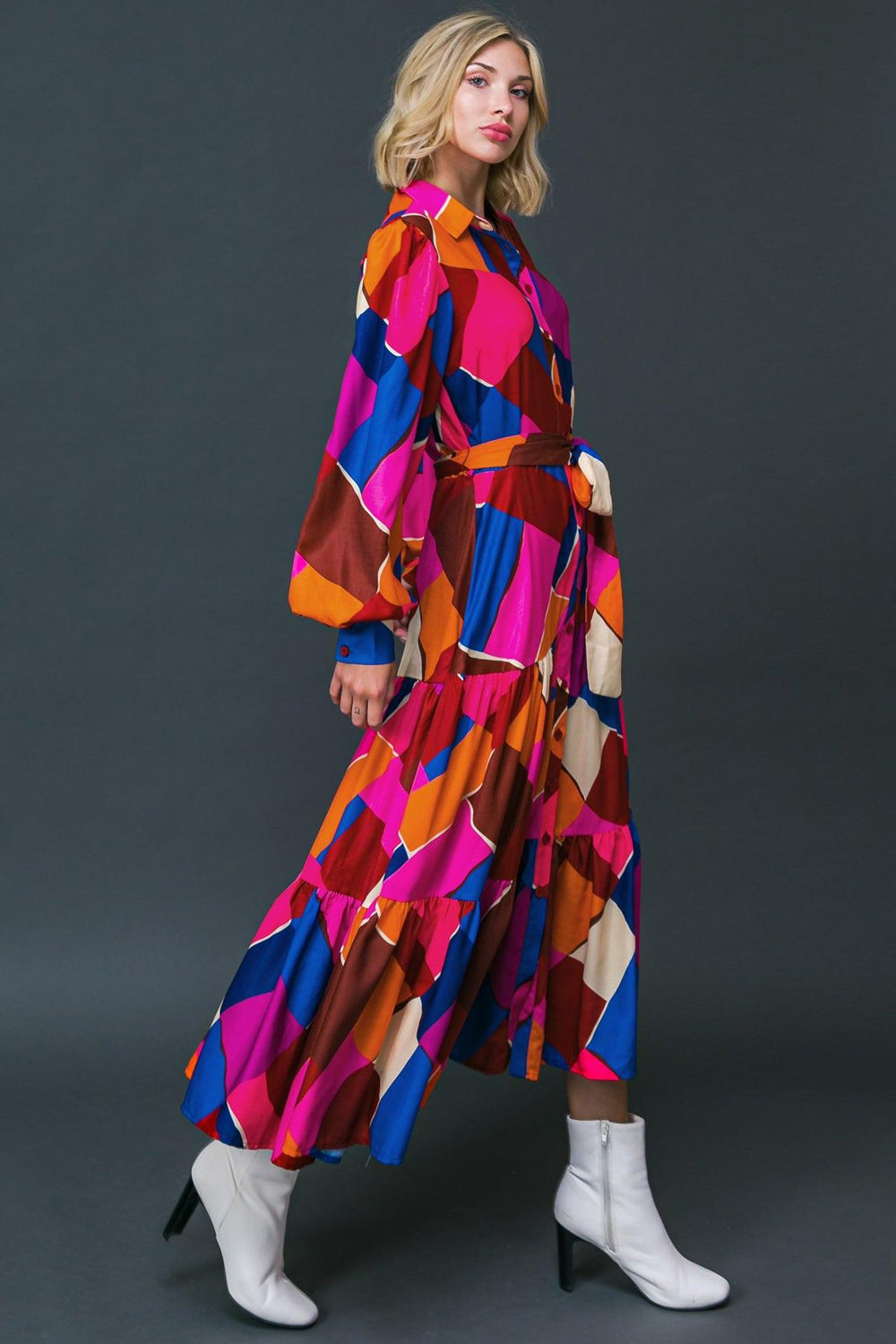 WISE WOMAN WOVEN MIDI DRESS.