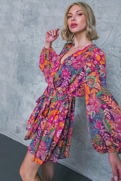 PICKING DAISIES PLUM WOVEN MINI DRESS.