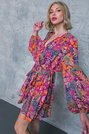 PICKING DAISIES PLUM WOVEN MINI DRESS.