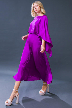 CAUGHT FEELINGS WOVEN MIDI DRESS.