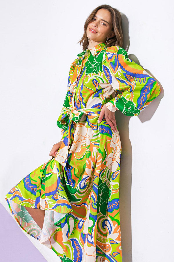 DESIRABLE STYLE WOVEN MIDI DRESS.