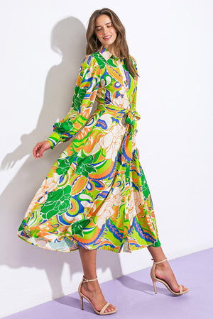 DESIRABLE STYLE WOVEN MIDI DRESS.
