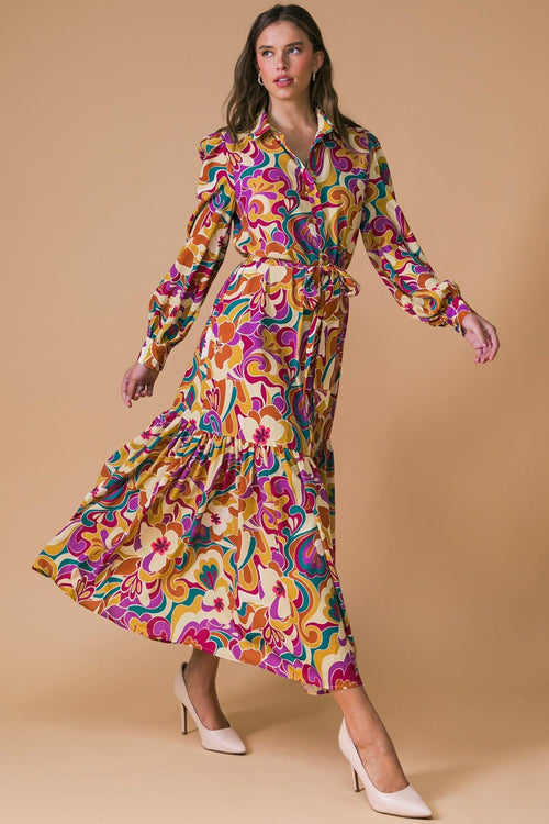 MY EYES ON YOU WOVEN MIDI DRESS.
