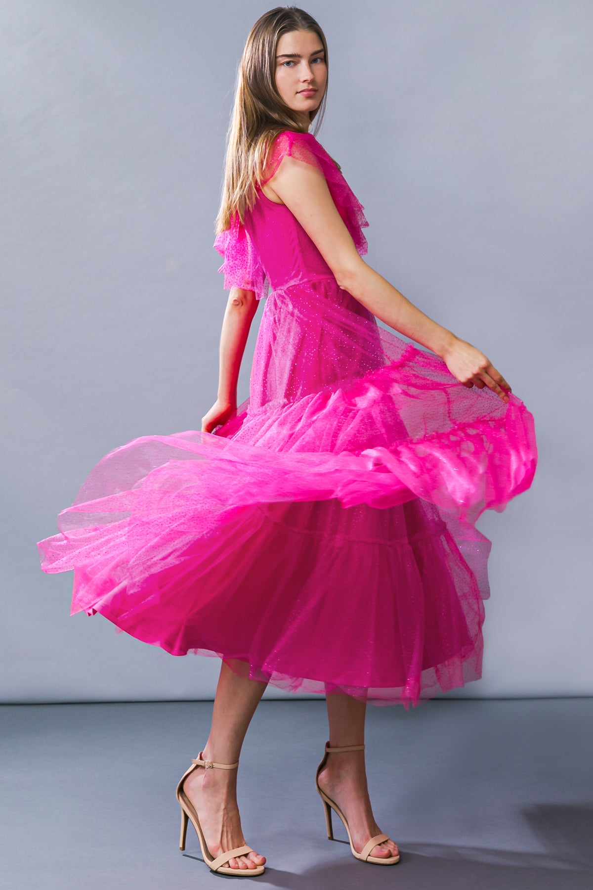 GET TO THE POINT TULLE MIDI DRESS