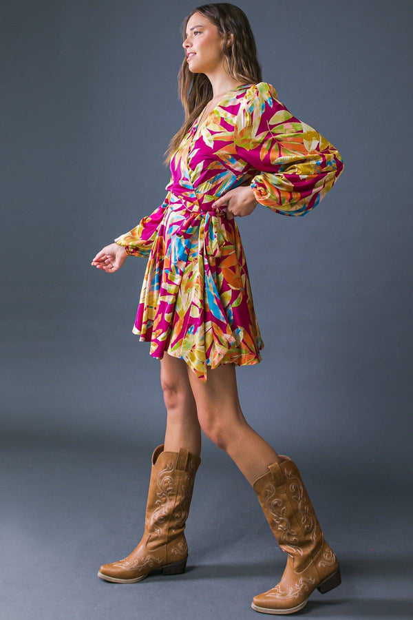 ALL FALL LONG WOVEN MINI DRESS.