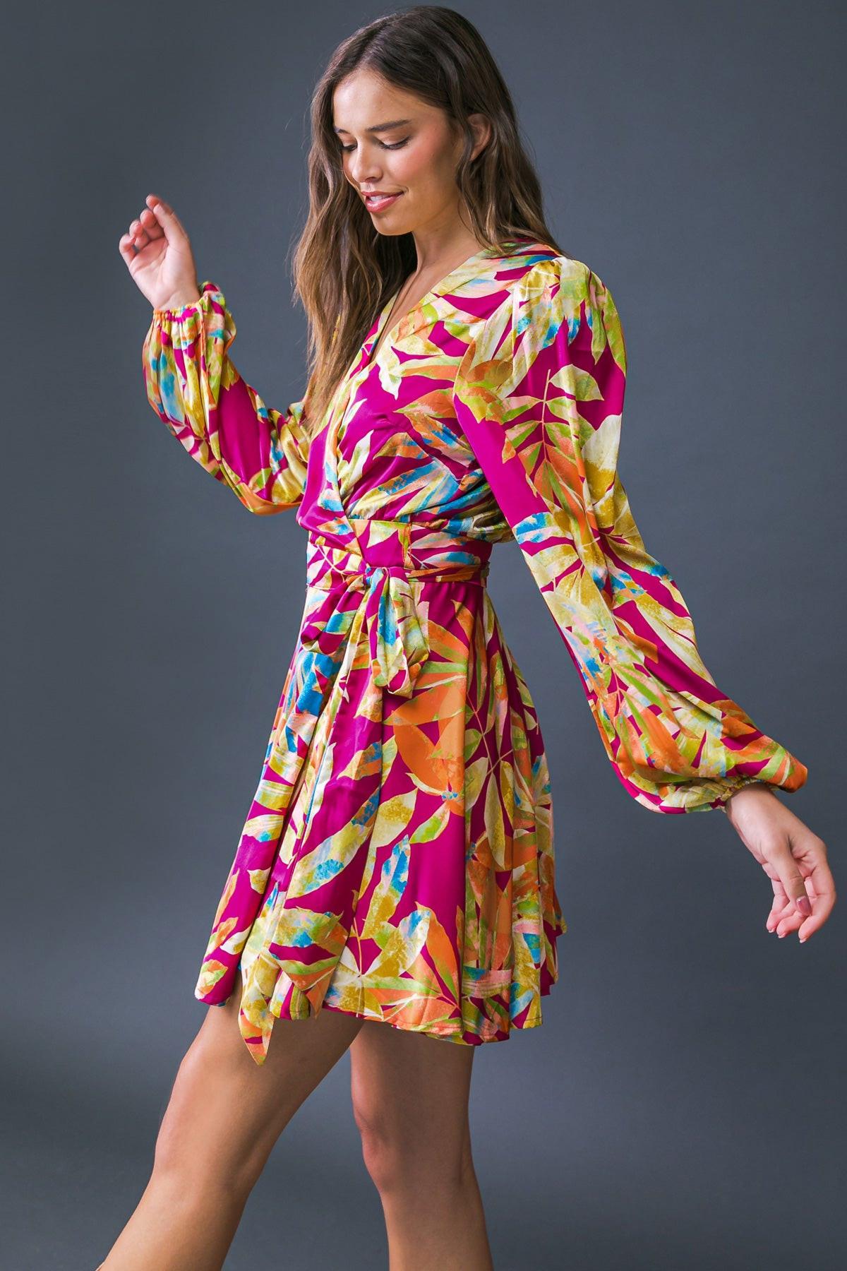 ALL FALL LONG WOVEN MINI DRESS.
