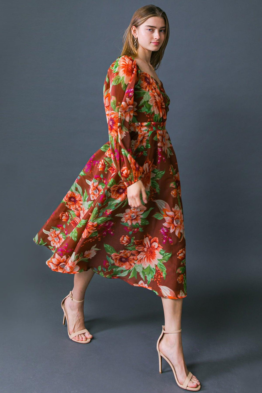 LET IT HAPPEN WOVEN ORGNZA MIDI DRESS.