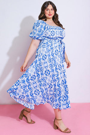 GOTTA GET GOING WOVEN MIDI DRESS.