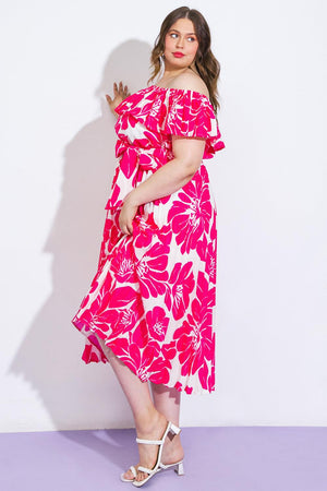 LOVE SCRIPT WOVEN MIDI DRESS.
