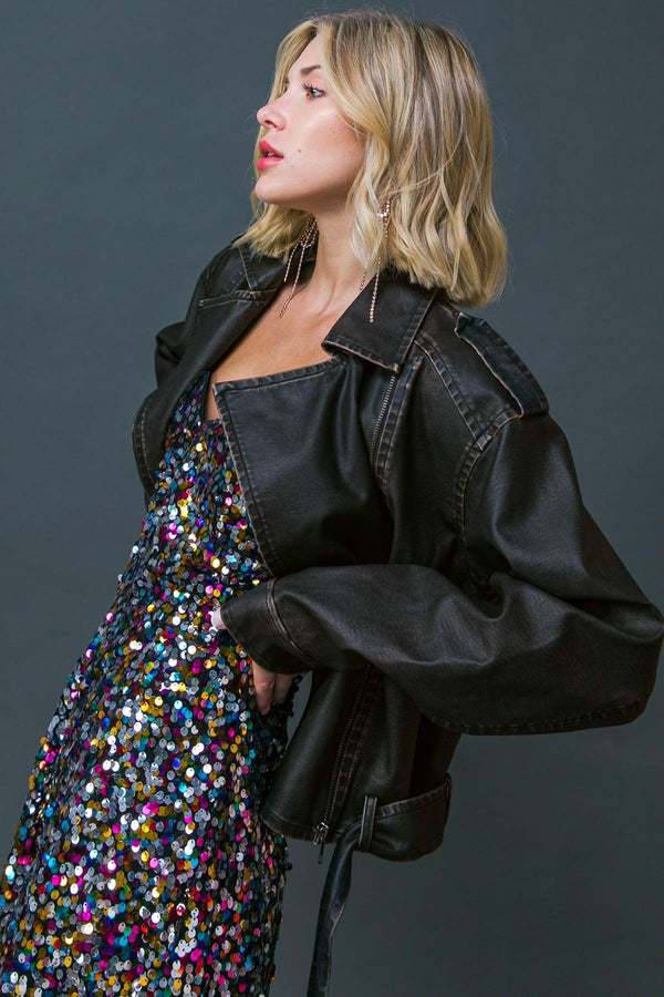 ON MY WAY UP FAUX MOTO JACKET.