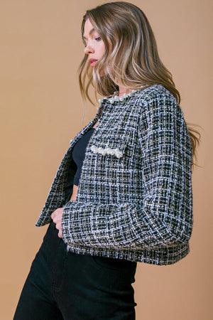 GUEST OF HONOR TWEED CROP JACKET.
