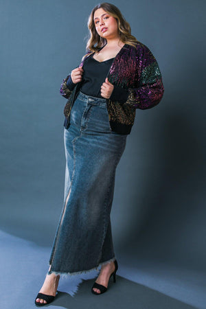 ENTERTAIN ME SEQUIN BOMBER JACKET.