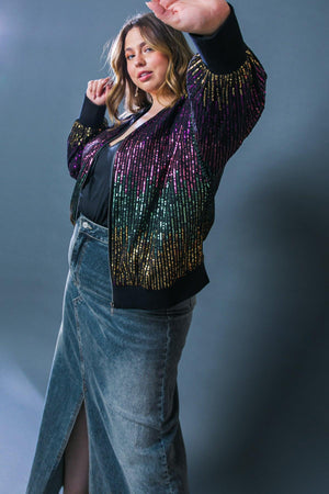 ENTERTAIN ME SEQUIN BOMBER JACKET.