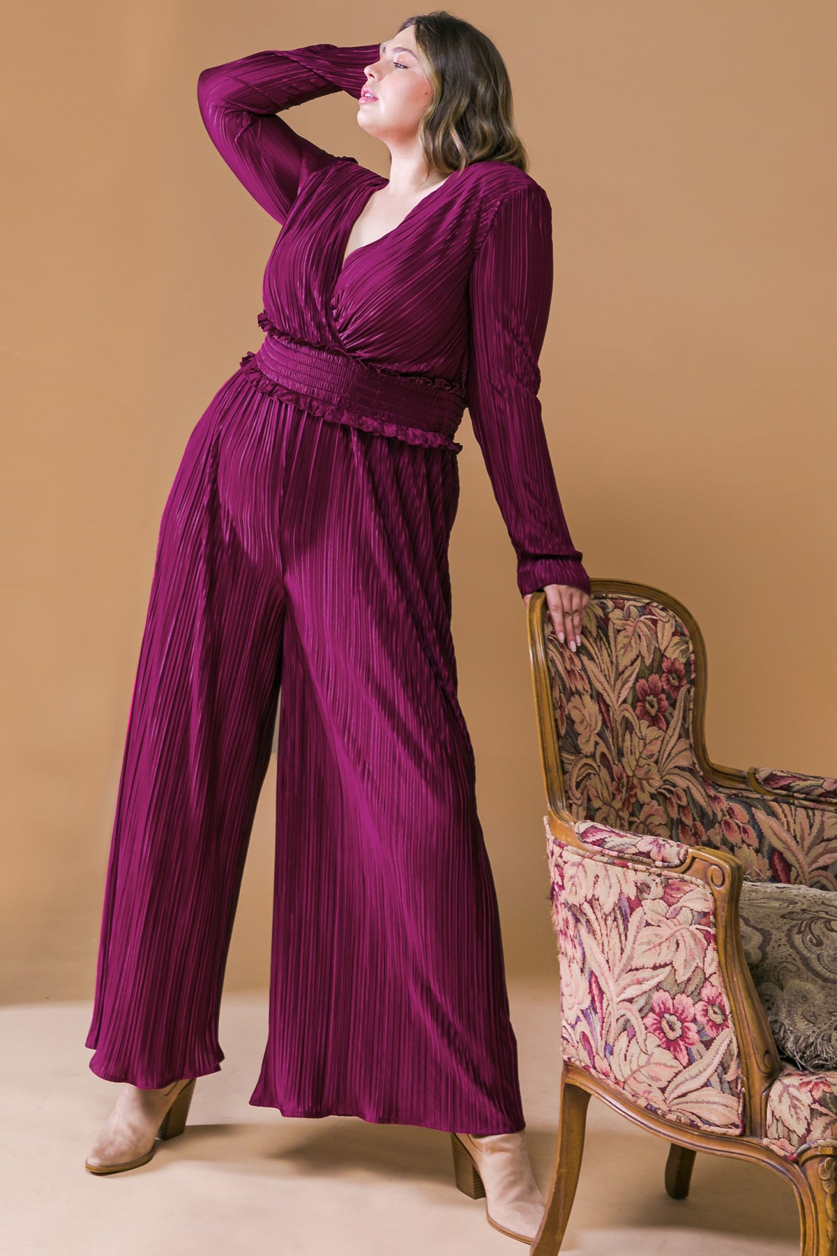 LOVELY AS CAN BE PLISSE JUMPSUIT