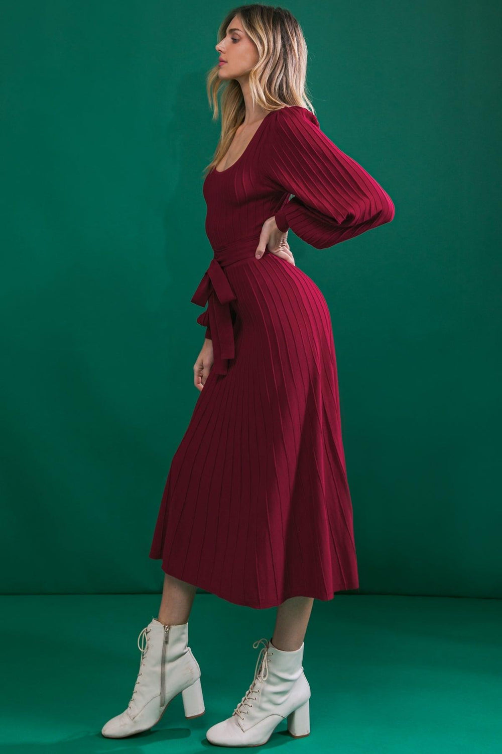 KEEP LOOKING UP SWEATER MIDI DRESS.