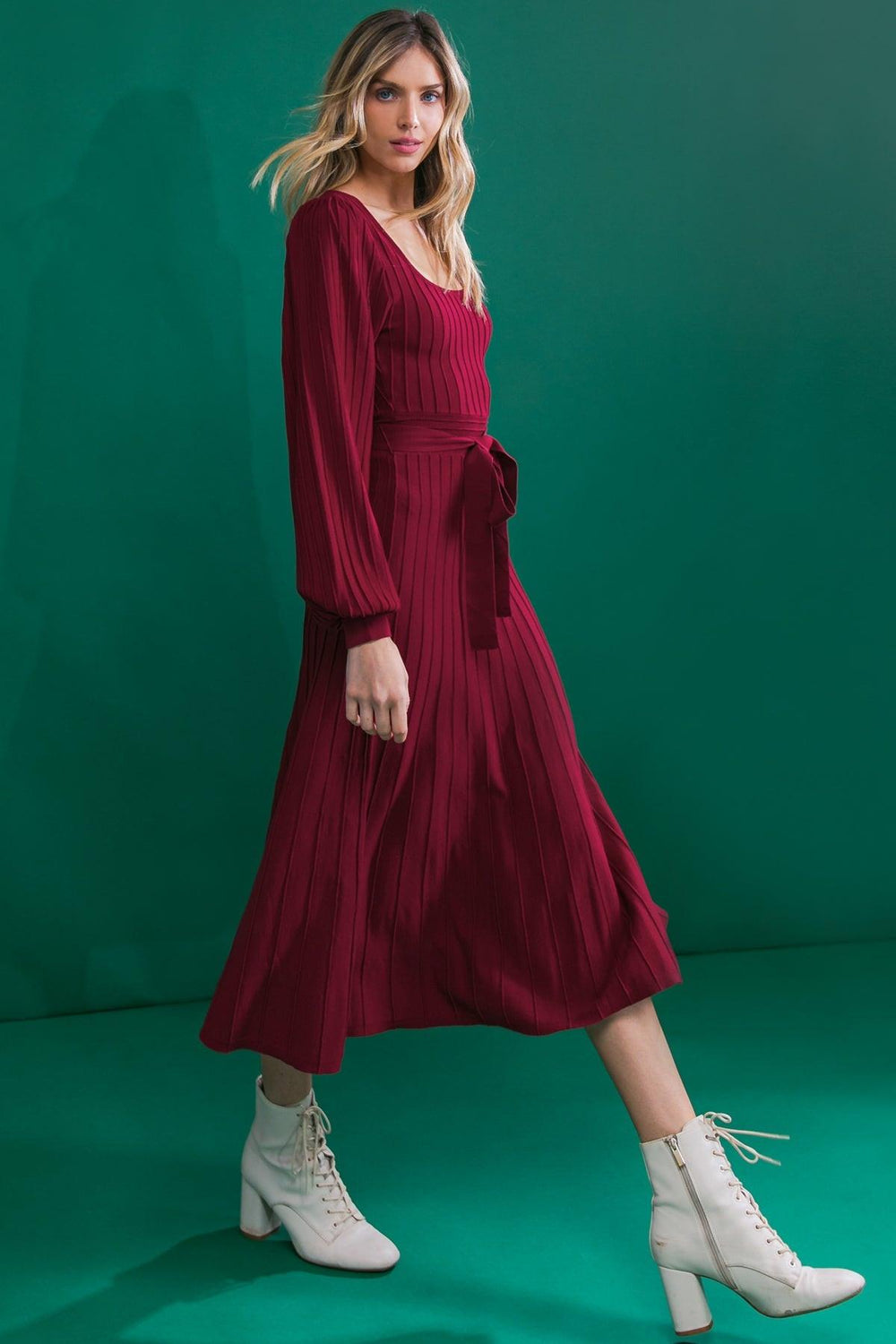 KEEP LOOKING UP SWEATER MIDI DRESS.