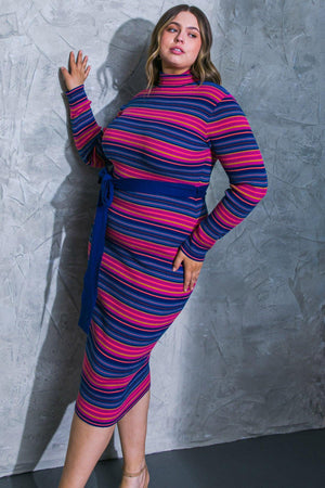 NOTEWORTHY SHINE SWEATER MIDI DRESS.