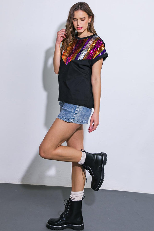 HOW I'M FEELING BLACK KNIT TOP.