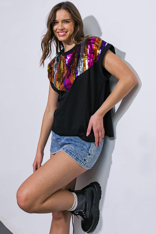 HOW I'M FEELING BLACK KNIT TOP.