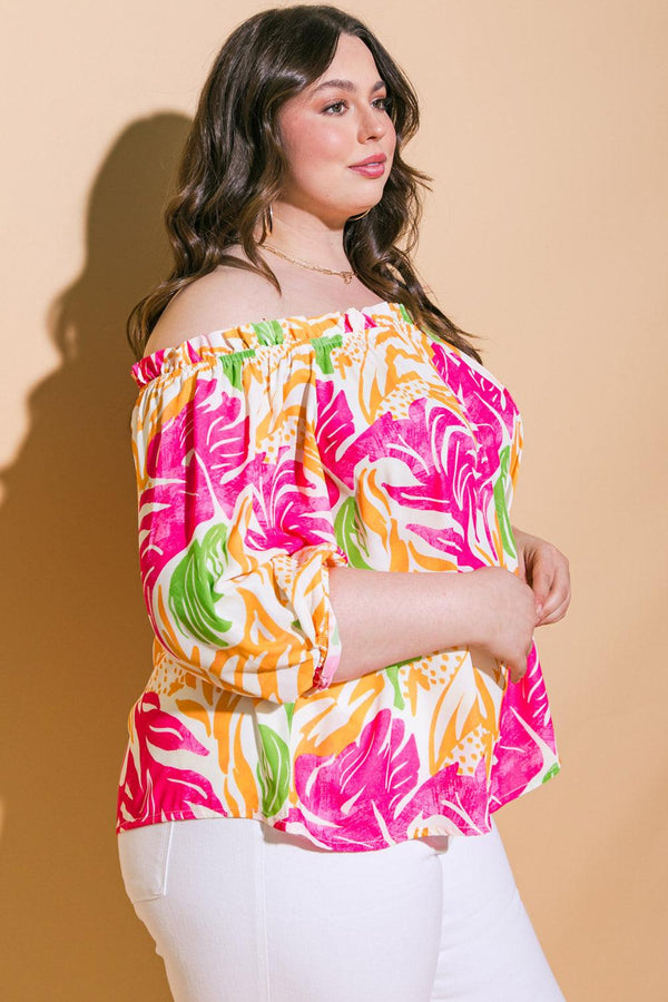 BREAKING HEARTS WOVEN TOP.