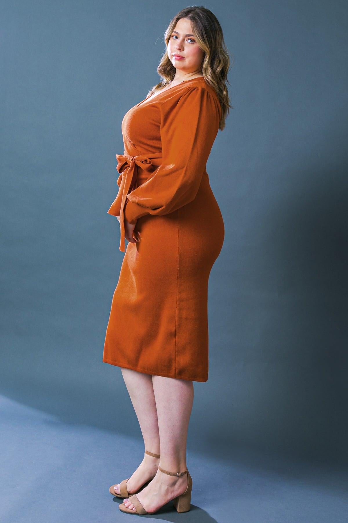 Adorable Ideal Sweater Midi Dress L Flying Tomato Rust / 1x Adorable Ideal Sweater Midi Dress L Flying Tomato Rust / 1x