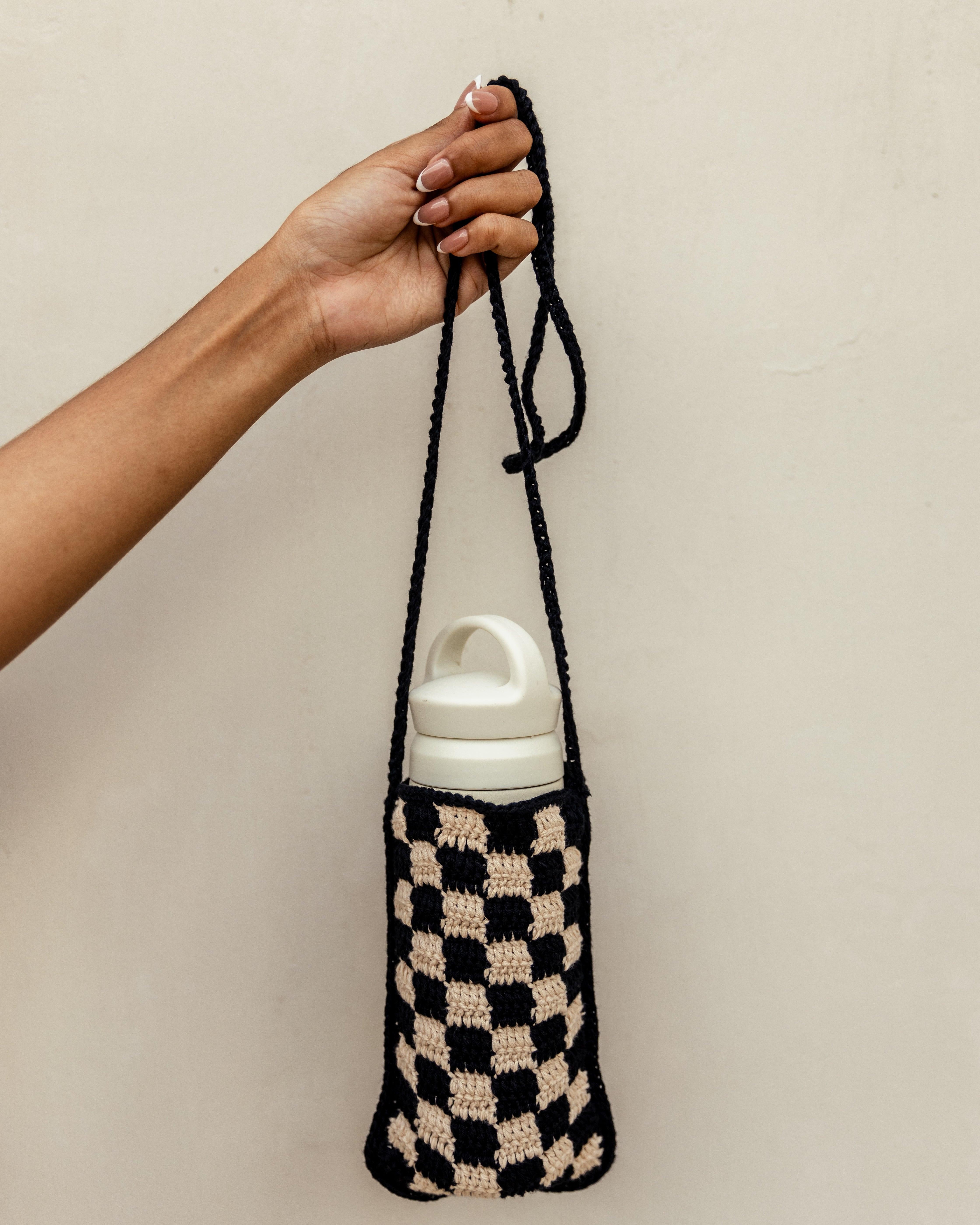 Checkered Crochet Phone Sling Bag.
