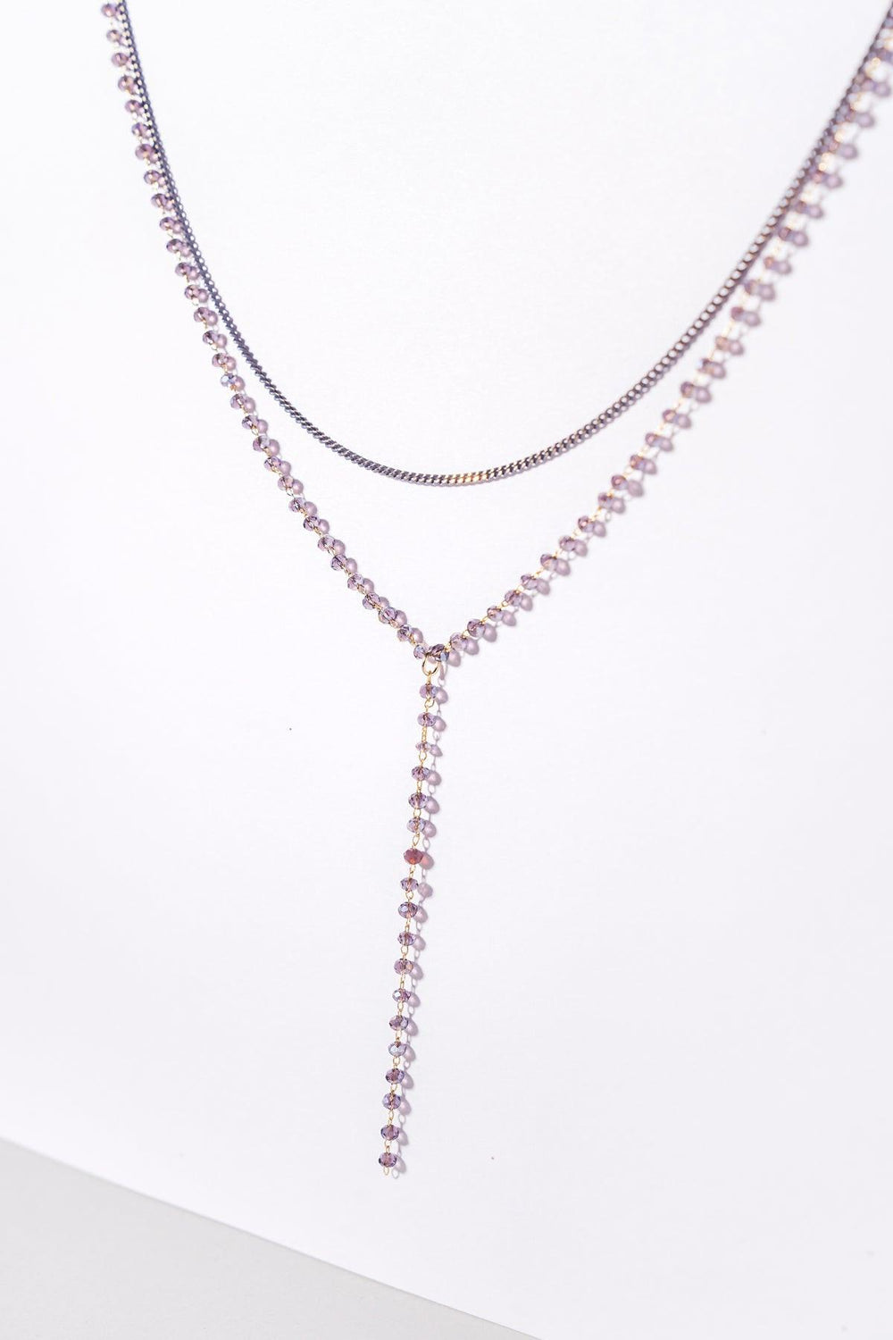 BEADED Y NECKLACE.