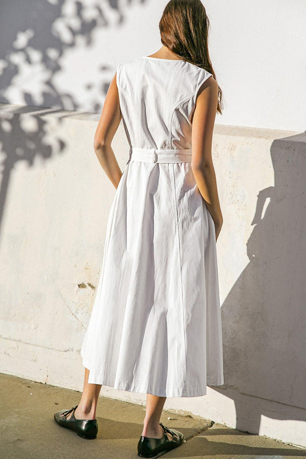 DELICATE DREAMS WOVEN MIDI DRESS.