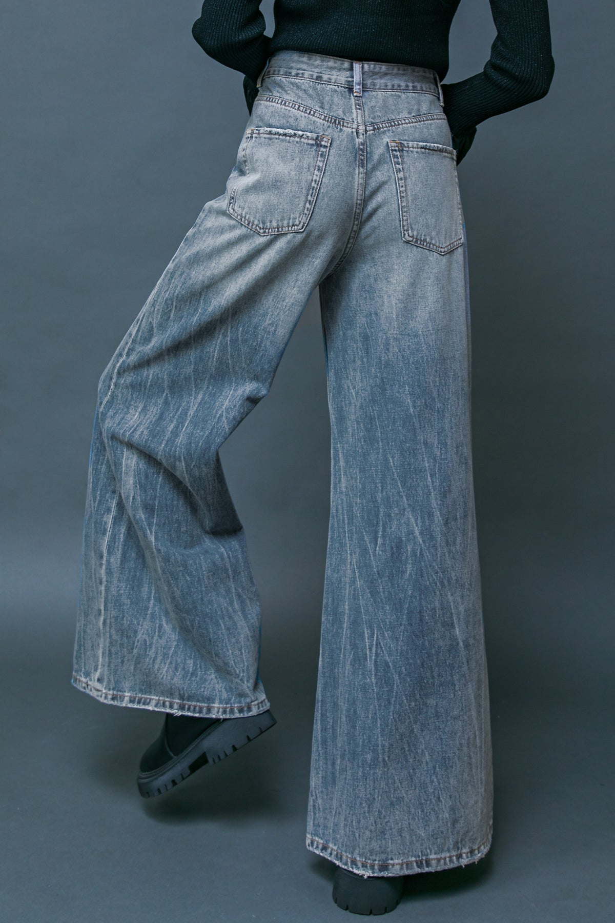 DARING TREND WASHED DENIM PANTS