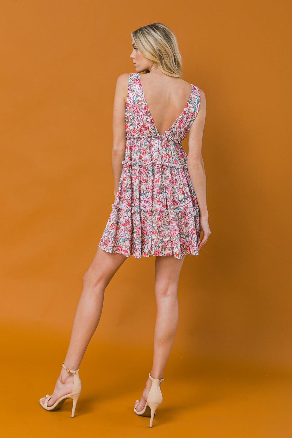 A FLORIOUS TIME WOVEN MINI DRESS.