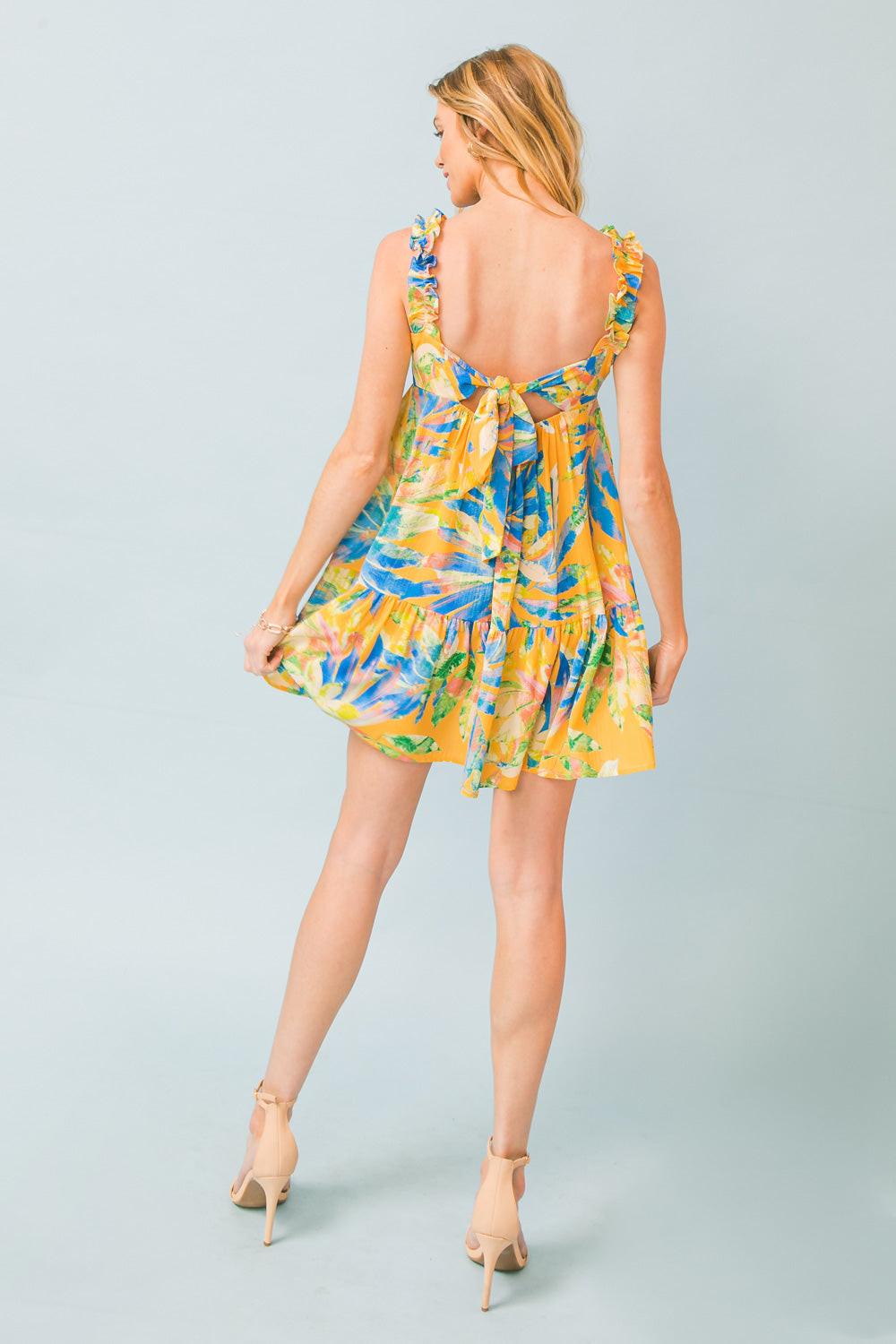 SWEETEST SENSATION WOVEN MINI DRESS.