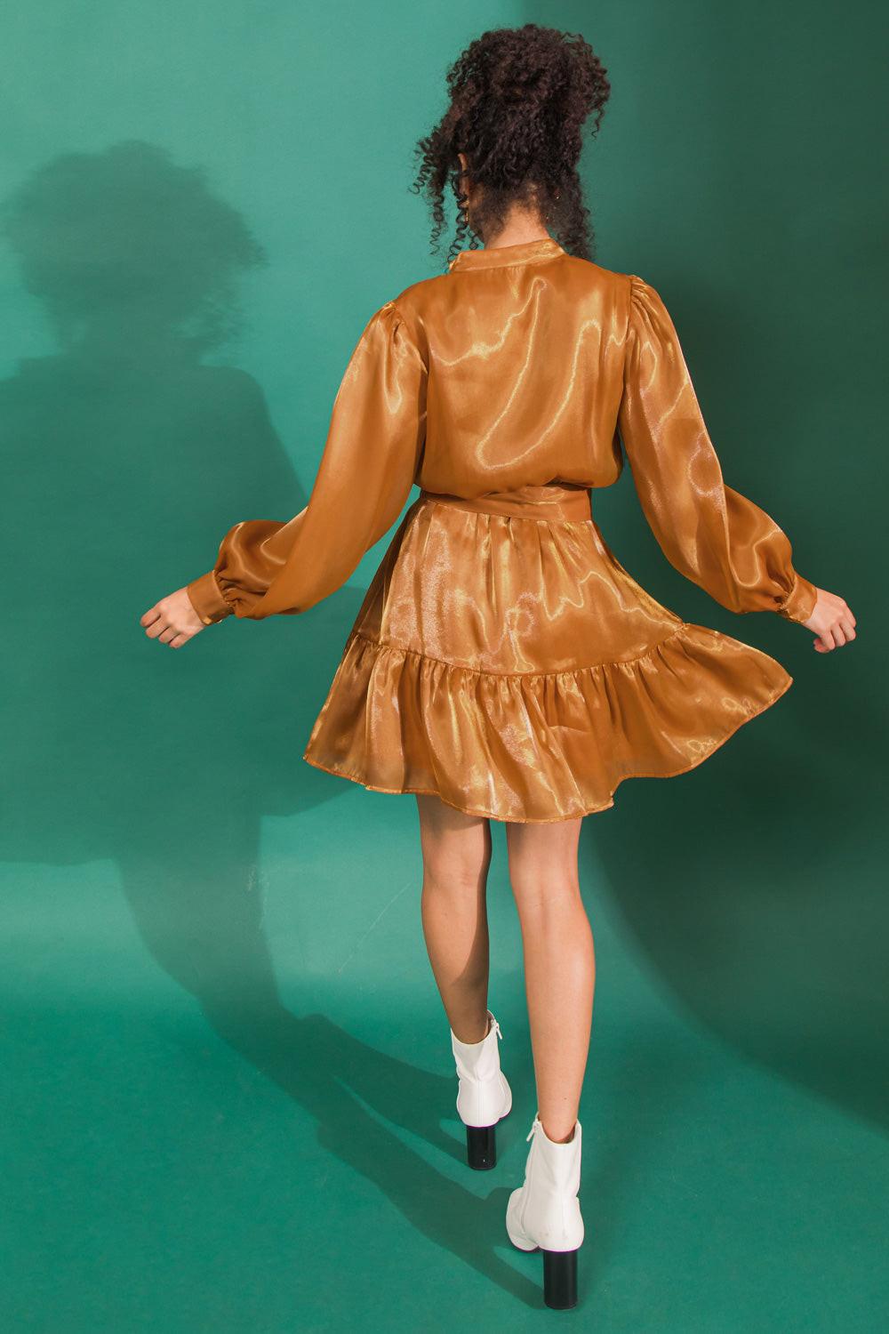 WE DANCED ANYWAY WOVEN MINI DRESS.