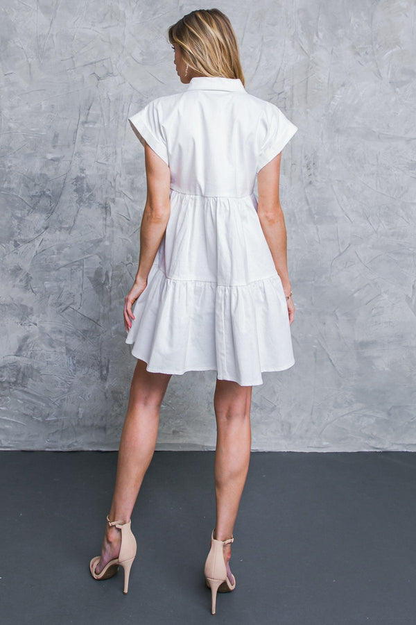 LIVE IN THE MOMENT DENIM MINI DRESS.