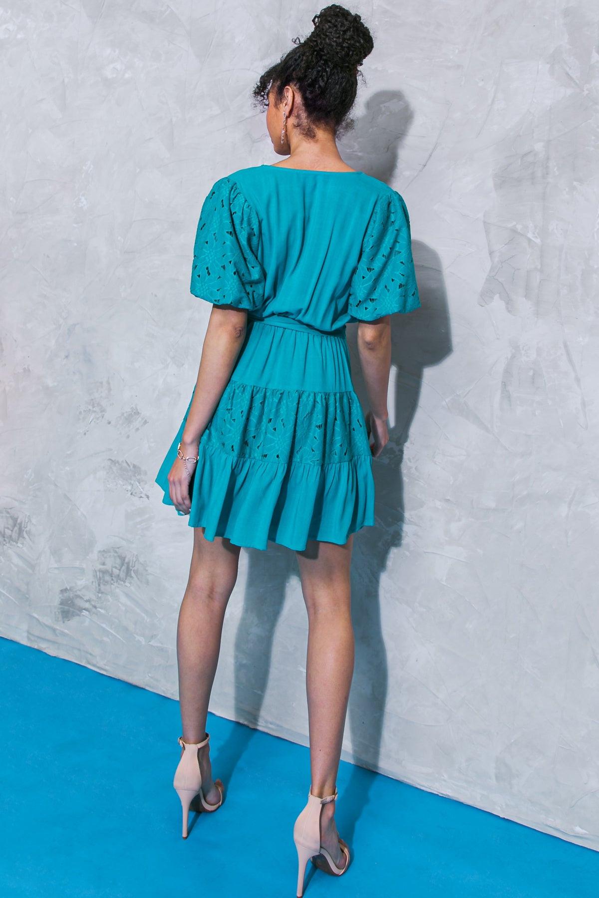 A VERY LONG ENGAGEMENT WOVEN MINI DRESS.