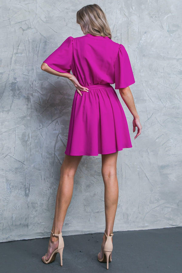 SPEAK NOW WOVEN MINI DRESS.