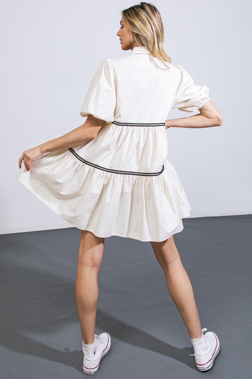 A WOW MOMENT WOVEN MINI DRESS.