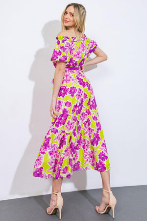 I'M IN CHARGE WOVEN MIDI DRESS.