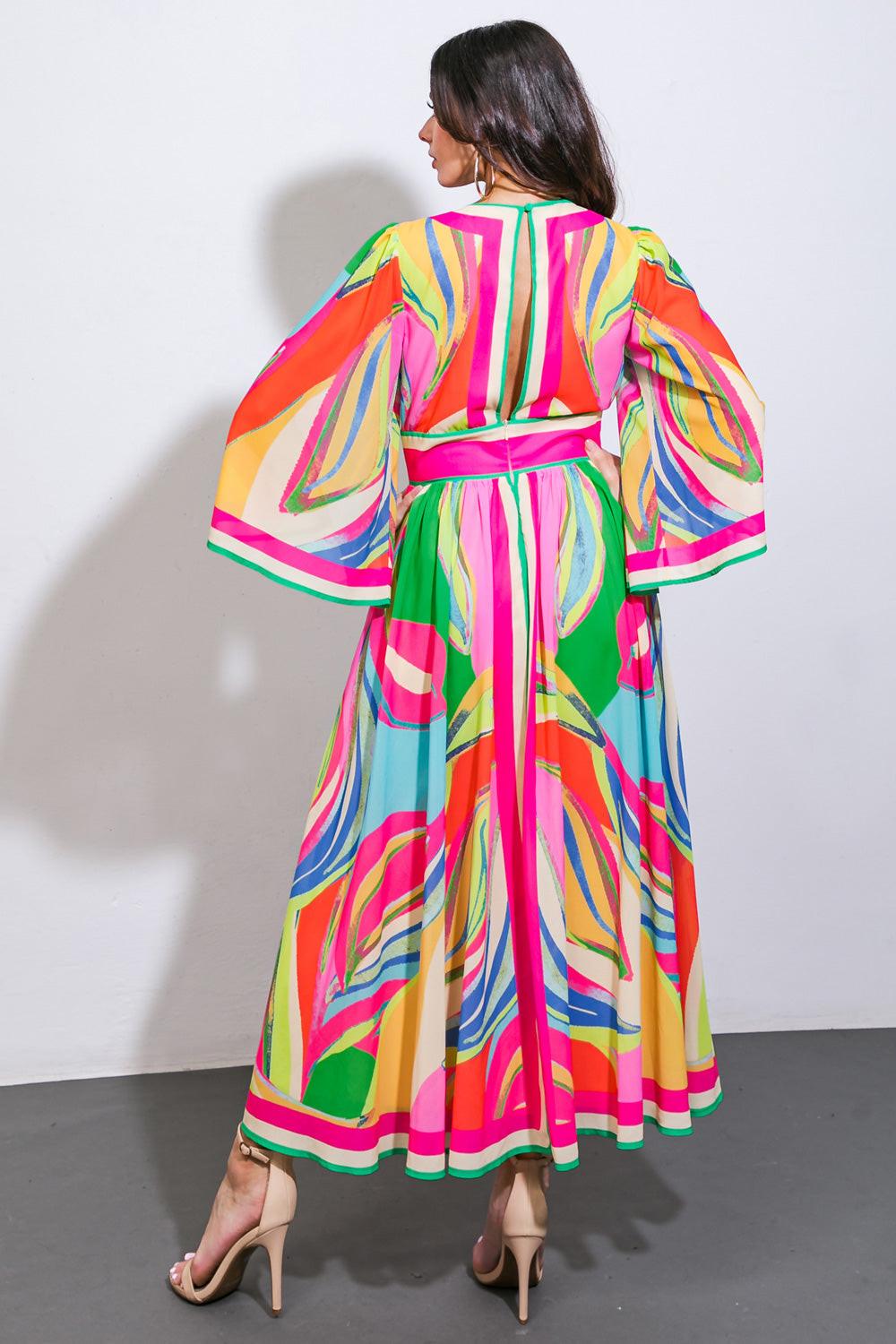 BOLD BEAUTY WOVEN MIDI DRESS.