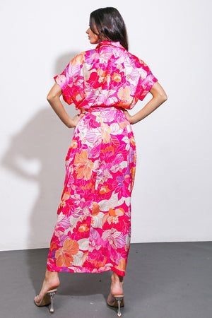 MAKE A SPLASH WOVEN MIDI DRESS.