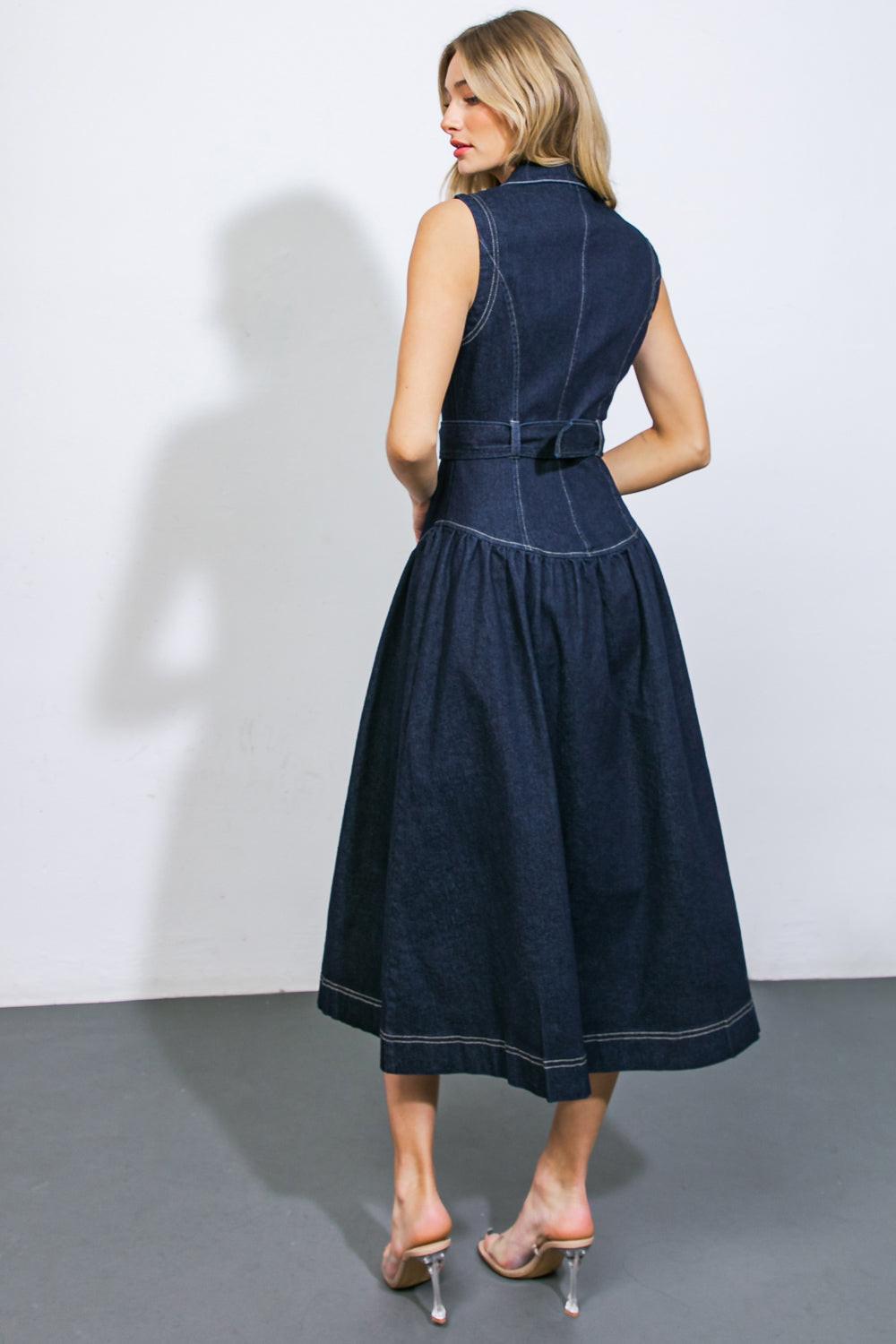 DEEP IN MY SOUL DENIM MIDI DRESS.