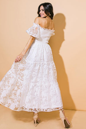 LOVE IN YOUR EYES WOVEN MIDI DRESS.