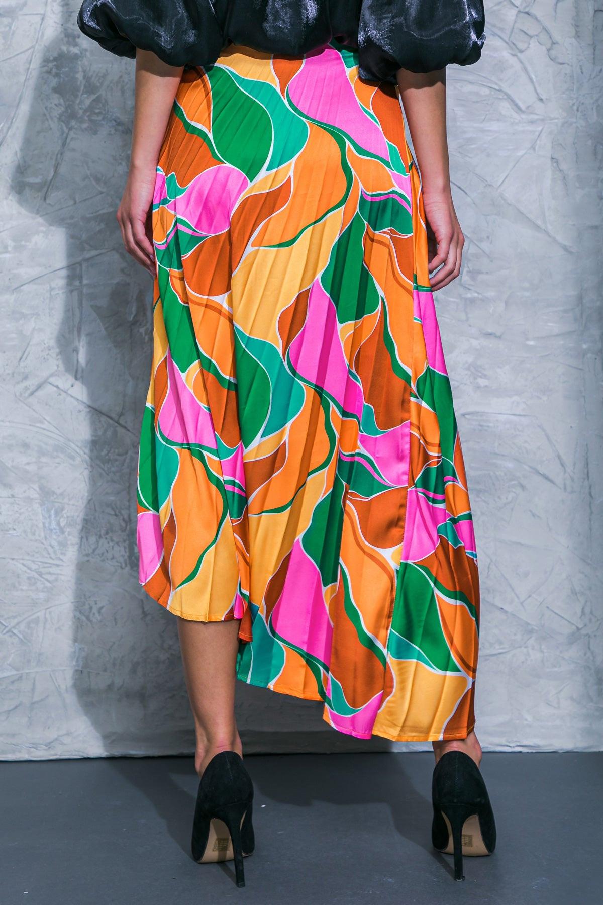 GRACEFUL IMPRESSION WOVEN MIDI SKIRT.
