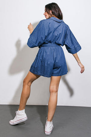 SEIZE THE DAY DENIM ROMPER.