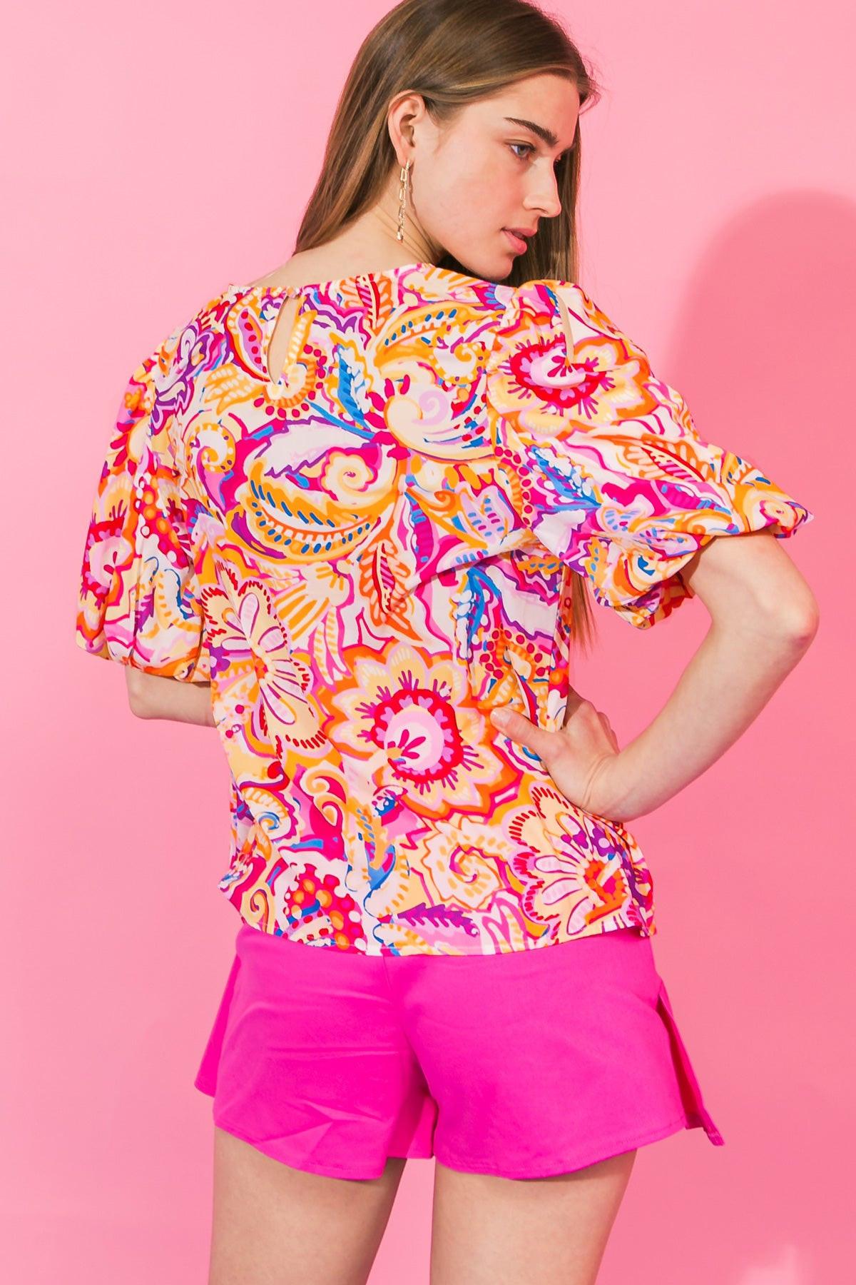 DAYTIME PRIMROSE WOVEN TOP.