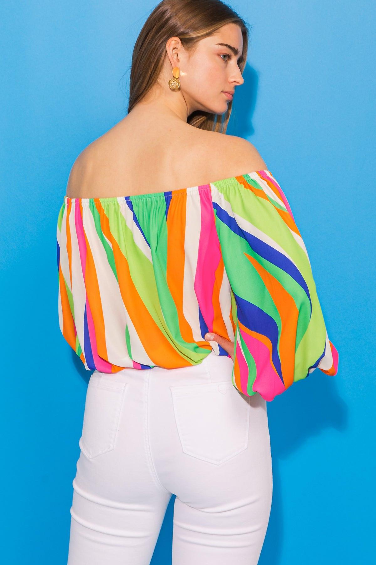 SING A SONG WOVEN TOP.